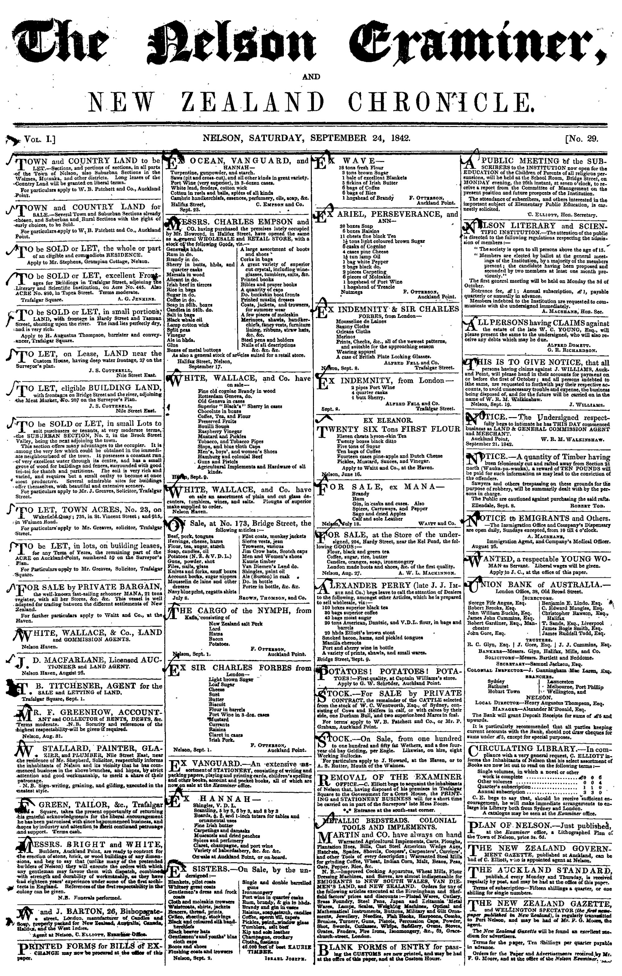 1842-09-24 Nelson Examiner and New Zealand Chronicle 